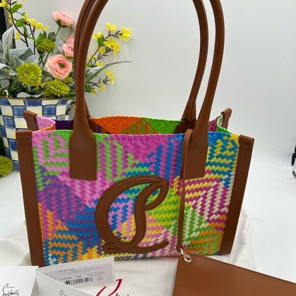 Women’s Christian Louboutin side-by-side tote with removable pouch made in Italy - Picture 1 of 12